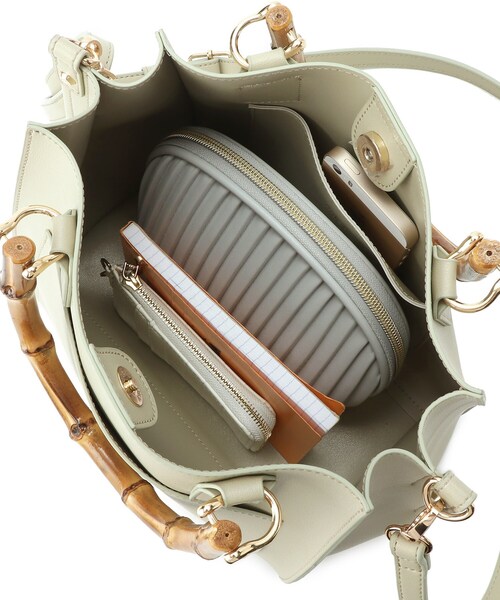 index（インデックス）の「◆バンブーハンドルスクエアトートバッグ【2WAY】（トートバッグ・レディース・オフホワイト/ライトグリーン/ベビーピンク・00）」の15枚目の写真