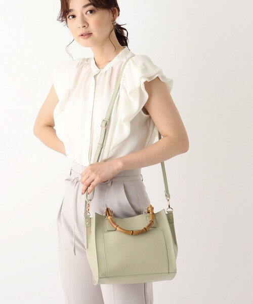 index（インデックス）の「◆バンブーハンドルスクエアトートバッグ【2WAY】（トートバッグ・レディース・オフホワイト/ライトグリーン/ベビーピンク・00）」の17枚目の写真