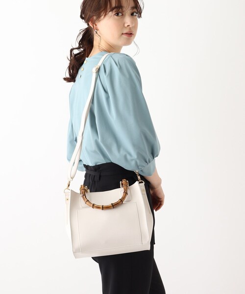 index（インデックス）の「◆バンブーハンドルスクエアトートバッグ【2WAY】（トートバッグ・レディース・オフホワイト/ライトグリーン/ベビーピンク・00）」の20枚目の写真