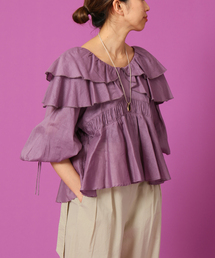 IENA LA BOUCLE 麻ダブルカラーブラウス