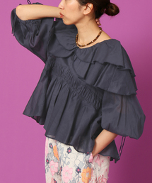 IENA LA BOUCLE 麻ダブルカラーブラウス