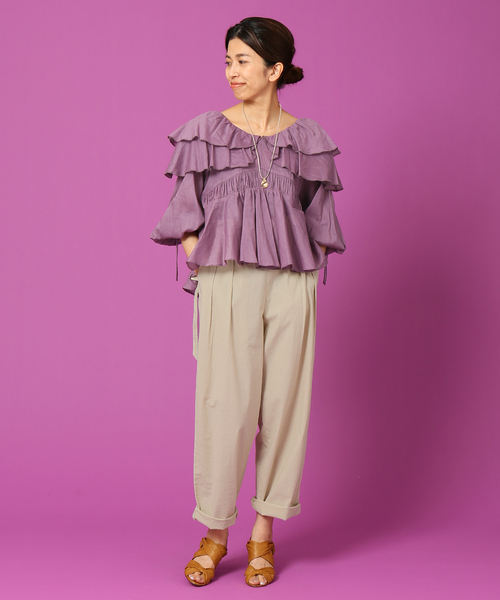 IENA LA BOUCLE(イエナラブークル)の「IENA LA BOUCLE 麻ダブルカラーブラウス(シャツ/ブラウス・レディース・パープル/ネイビー/ピンク・FREE)」の5枚目の写真