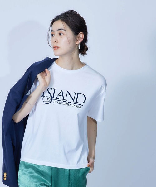 ROPE'（ロペ）の「アイランドTシャツ（Tシャツ/カットソー・レディース・ホワイト/チャコールグレー/カーキ/ブルー系その他6・38）」の2枚目の写真