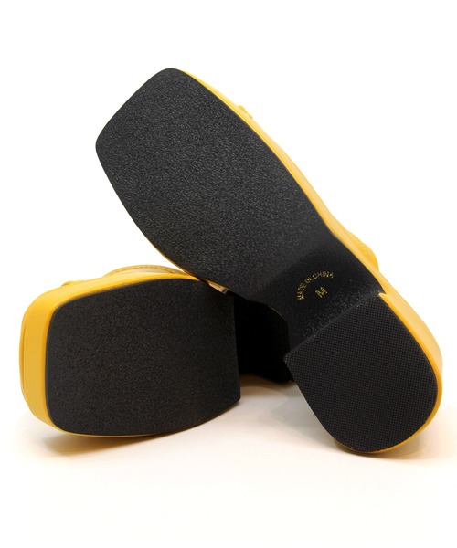 Sugar Sugar（シュガーシュガー）の「【SUGAR SUGAR シュガーシュガー】スクエアトゥバルキーヒールサンダル（サンダル・レディース・ブラック/イエロー/アイボリー/グリーン・S/M/L/LL）」の14枚目の写真