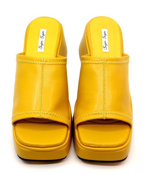 Sugar Sugar（シュガーシュガー）の「【SUGAR SUGAR シュガーシュガー】スクエアトゥバルキーヒールサンダル（サンダル・レディース・ブラック/イエロー/アイボリー/グリーン・S/M/L/LL）」の8枚目の写真