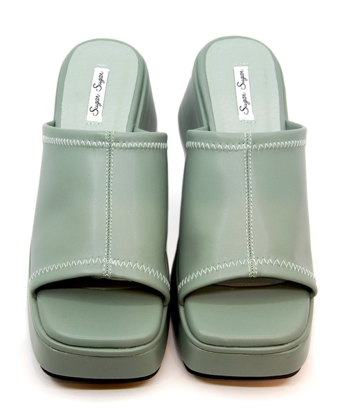 Sugar Sugar（シュガーシュガー）の「【SUGAR SUGAR シュガーシュガー】スクエアトゥバルキーヒールサンダル（サンダル・レディース・ブラック/イエロー/アイボリー/グリーン・S/M/L/LL）」の10枚目の写真