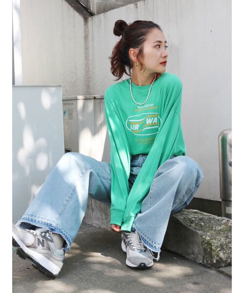 Ungrid(アングリッド)の「ロゴロングスリーブTee(Tシャツ/カットソー・レディース・チャコールグレー/オフホワイト/ピンク/グリーン・FREE)」の20枚目の写真