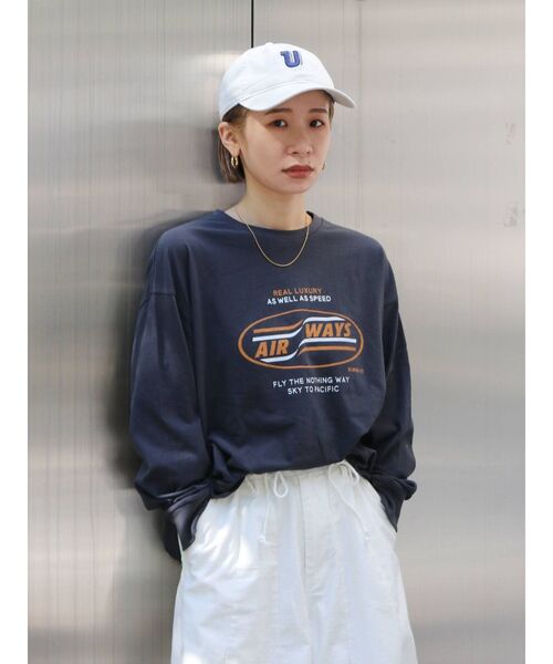 Ungrid(アングリッド)の「ロゴロングスリーブTee(Tシャツ/カットソー・レディース・チャコールグレー/オフホワイト/ピンク/グリーン・FREE)」の5枚目の写真