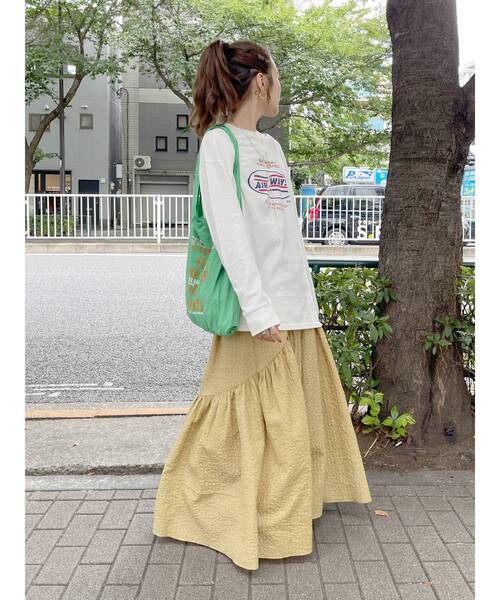 Ungrid(アングリッド)の「ロゴロングスリーブTee(Tシャツ/カットソー・レディース・チャコールグレー/オフホワイト/ピンク/グリーン・FREE)」の17枚目の写真