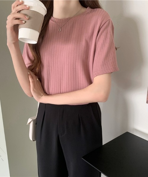 sakishimatokyo（サキシマトーキョー）の「ワイドリブトップス（Tシャツ/カットソー・レディース・ホワイト/ブラック/ピンク/ブルー・FREE）」の4枚目の写真