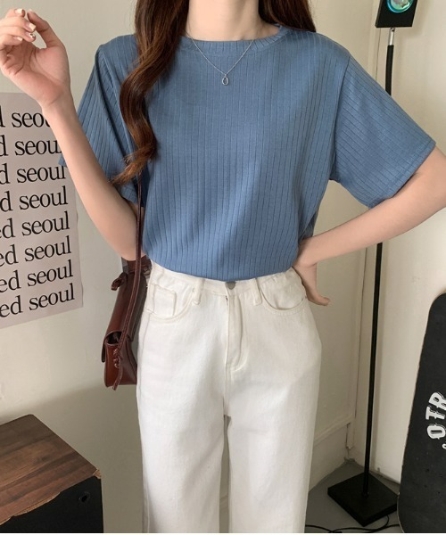 sakishimatokyo（サキシマトーキョー）の「ワイドリブトップス（Tシャツ/カットソー・レディース・ホワイト/ブラック/ピンク/ブルー・FREE）」の3枚目の写真