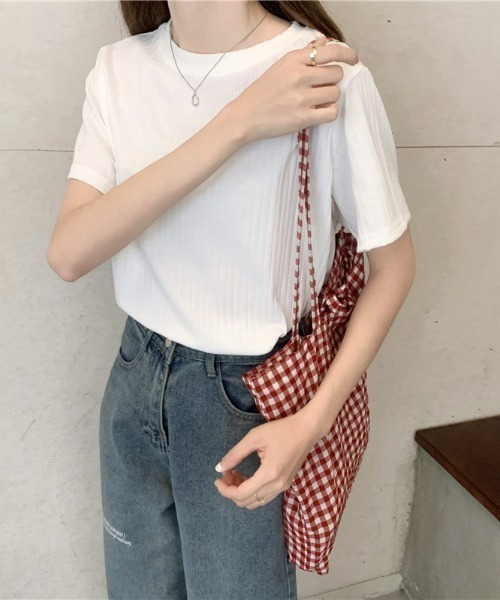 sakishimatokyo（サキシマトーキョー）の「ワイドリブトップス（Tシャツ/カットソー・レディース・ホワイト/ブラック/ピンク/ブルー・FREE）」の11枚目の写真
