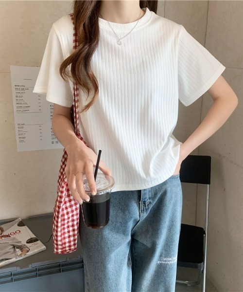 sakishimatokyo（サキシマトーキョー）の「ワイドリブトップス（Tシャツ/カットソー・レディース・ホワイト/ブラック/ピンク/ブルー・FREE）」の10枚目の写真