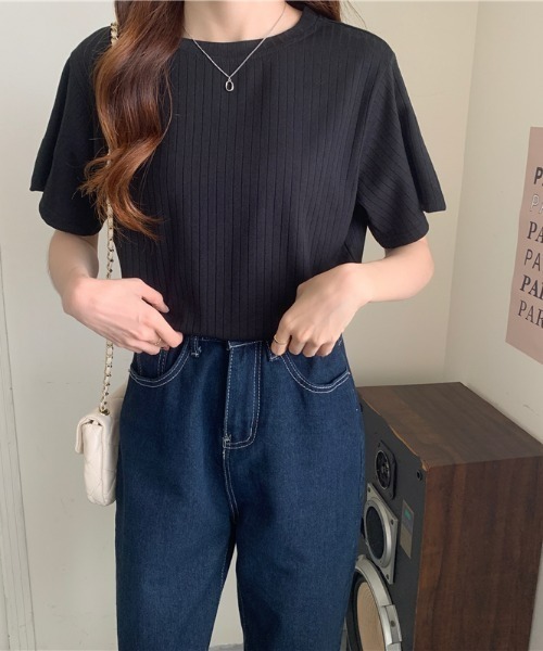 sakishimatokyo（サキシマトーキョー）の「ワイドリブトップス（Tシャツ/カットソー・レディース・ホワイト/ブラック/ピンク/ブルー・FREE）」の8枚目の写真