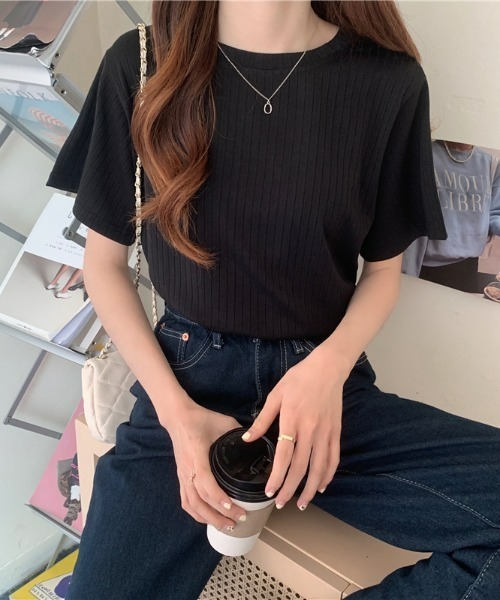 sakishimatokyo（サキシマトーキョー）の「ワイドリブトップス（Tシャツ/カットソー・レディース・ホワイト/ブラック/ピンク/ブルー・FREE）」の13枚目の写真