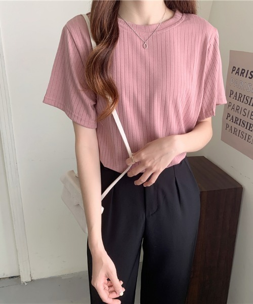 sakishimatokyo（サキシマトーキョー）の「ワイドリブトップス（Tシャツ/カットソー・レディース・ホワイト/ブラック/ピンク/ブルー・FREE）」の7枚目の写真
