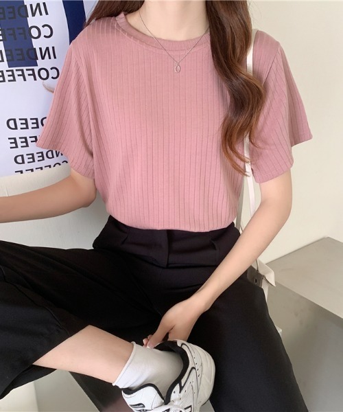 sakishimatokyo（サキシマトーキョー）の「ワイドリブトップス（Tシャツ/カットソー・レディース・ホワイト/ブラック/ピンク/ブルー・FREE）」の9枚目の写真