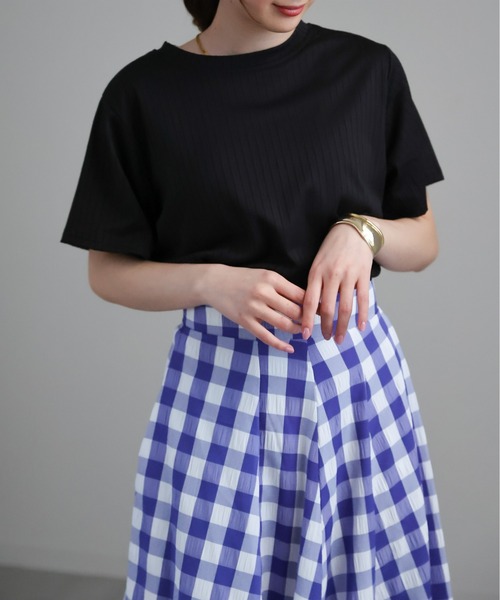 sakishimatokyo（サキシマトーキョー）の「ワイドリブトップス（Tシャツ/カットソー・レディース・ホワイト/ブラック/ピンク/ブルー・FREE）」の14枚目の写真