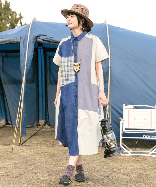 チャイハネ（チャイハネ）の「【チャイハネ】ワッチリーシャツワンピース（シャツワンピース・レディース・ネイビー/カーキ/イエロー・FREE）」の2枚目の写真