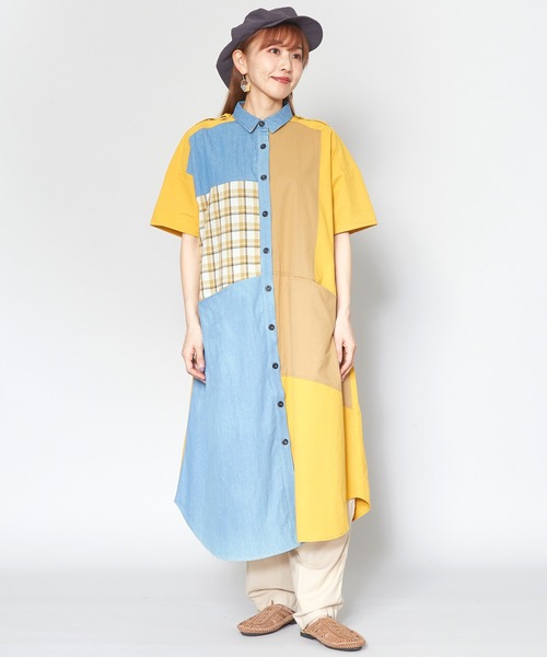 チャイハネ（チャイハネ）の「【チャイハネ】ワッチリーシャツワンピース（シャツワンピース・レディース・ネイビー/カーキ/イエロー・FREE）」の3枚目の写真