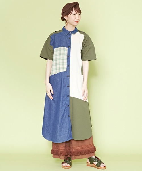 チャイハネ（チャイハネ）の「【チャイハネ】ワッチリーシャツワンピース（シャツワンピース・レディース・ネイビー/カーキ/イエロー・FREE）」の9枚目の写真