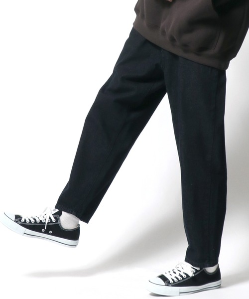 SITRY（シトリー）の「デニムバギーワイド/ワイドテーパード/バルーンデニムパンツ/カラーパンツ（デニムパンツ・メンズ・ライトブルー/ブラック/ケミカルウォッシュ/チャコール/ライトインディゴブルー/ワンウォッシュ/アイボリー/ダークインディゴブルー/ダークグリーン/インディゴブルー/チャコールグレー・S/M/L）」の18枚目の写真