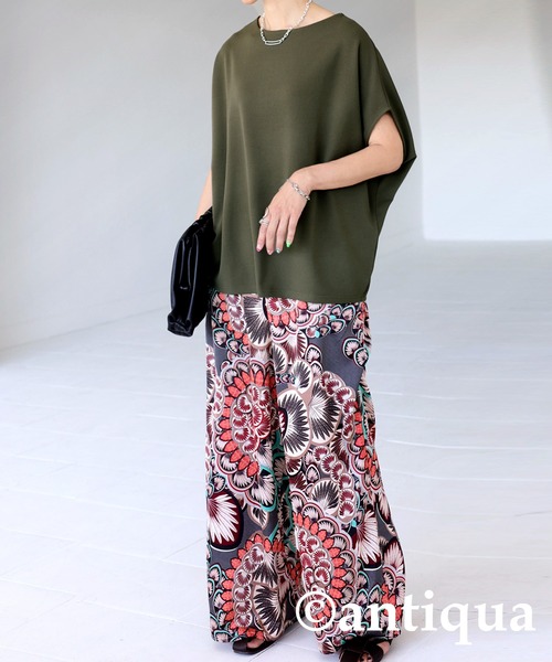 antiqua(アンティカ)の「変形ボートネックトップス(Tシャツ/カットソー・レディース・ダークカーキ/ブラック/パープル/オフホワイト・FREE)」の17枚目の写真