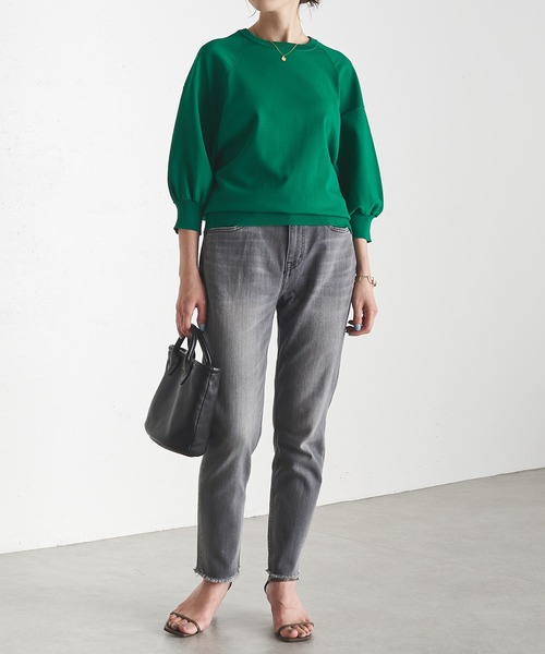 Healthy denim（ヘルシーデニム）の「Healthy DENIM/裾カットオフテーパードデニム（デニムパンツ・レディース・グレー・25/24/23）」の6枚目の写真