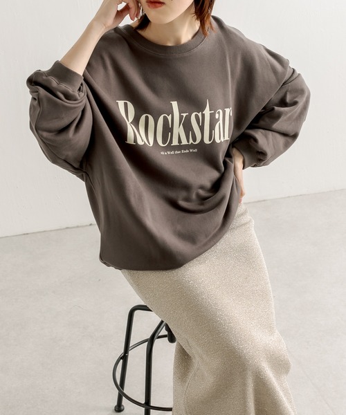 COLLAGE GALLARDAGALANTE(コラージュガリャルダガランテ)の「【OT】前後2WAY/オーバーサイズロゴスウェット(スウェット・レディース・チャコールグレー/グリーン/アイボリー・FREE)」の3枚目の写真