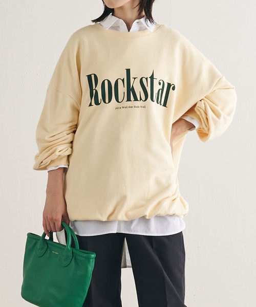 COLLAGE GALLARDAGALANTE(コラージュガリャルダガランテ)の「【OT】前後2WAY/オーバーサイズロゴスウェット(スウェット・レディース・チャコールグレー/グリーン/アイボリー・FREE)」の2枚目の写真