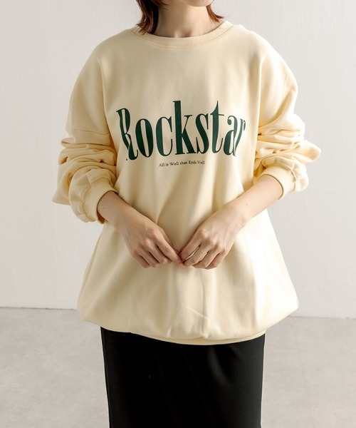 COLLAGE GALLARDAGALANTE(コラージュガリャルダガランテ)の「【OT】前後2WAY/オーバーサイズロゴスウェット(スウェット・レディース・チャコールグレー/グリーン/アイボリー・FREE)」の4枚目の写真