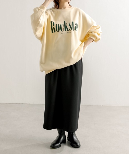 COLLAGE GALLARDAGALANTE(コラージュガリャルダガランテ)の「【OT】前後2WAY/オーバーサイズロゴスウェット(スウェット・レディース・チャコールグレー/グリーン/アイボリー・FREE)」の5枚目の写真