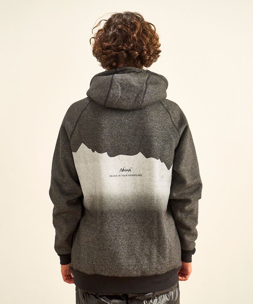 NANGA（ナンガ）の「ECO HYBRID RIDGE LINE PRINT SWEAT HOODIE / エコハイブリッドリッジラインプリントスウェットフーディー（パーカー・メンズ・ホワイト/ブラック・S/M/L/XL）」の6枚目の写真
