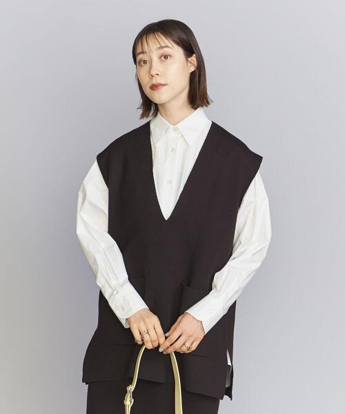 BEAUTY&amp;YOUTH UNITED ARROWS - UNITED ARROWS ビューティアンドユースフェイクレザー Vネックベスト BEAUTY&YOUTH UNITED ARROWS - UNITED ARROWS ビューティアンド