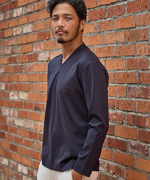 UNION STATION(ユニオンステーション)の「【EFFORTLESS】シルケットスムースジャガードリブロンTEE(Tシャツ/カットソー・メンズ・ホワイト/ライトグレー/ネイビー・LL/M/L)」の3枚目の写真