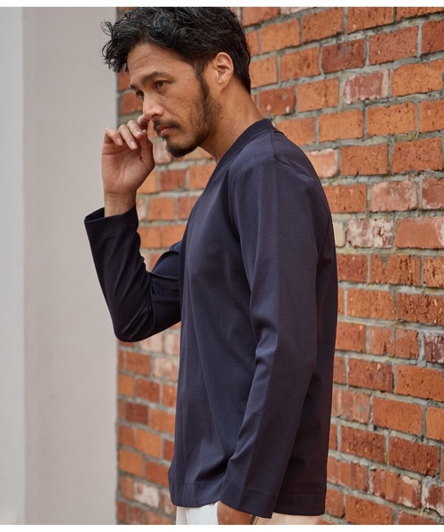 UNION STATION(ユニオンステーション)の「【EFFORTLESS】シルケットスムースジャガードリブロンTEE(Tシャツ/カットソー・メンズ・ホワイト/ライトグレー/ネイビー・LL/M/L)」の4枚目の写真