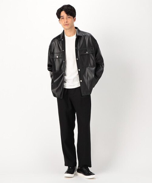 COMME CA ISM(コムサイズム)の「フェイクレザー シャツ(シャツ/ブラウス・メンズ・ブラック・MEDIUM/LARGE)」の2枚目の写真
