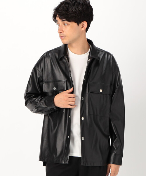 COMME CA ISM(コムサイズム)の「フェイクレザー シャツ(シャツ/ブラウス・メンズ・ブラック・MEDIUM/LARGE)」の3枚目の写真