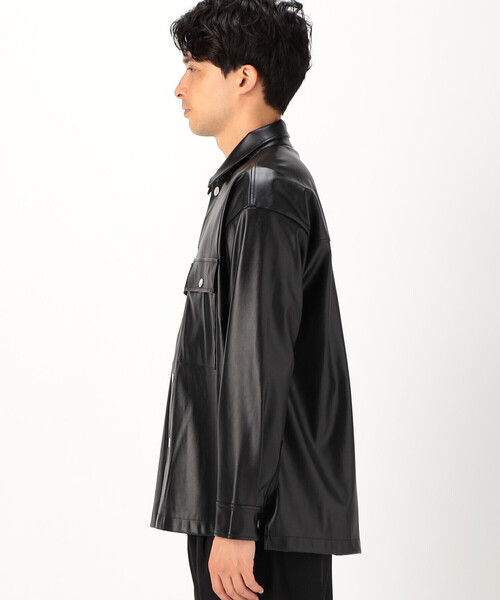COMME CA ISM(コムサイズム)の「フェイクレザー シャツ(シャツ/ブラウス・メンズ・ブラック・MEDIUM/LARGE)」の6枚目の写真