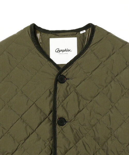 GYMPHLEX(ジムフレックス)の「GYMPHLEX / ダイヤキルトダウン ノーカラージャッケット(ノーカラージャケット・レディース・ブラック/オリーブ・14)」の4枚目の写真