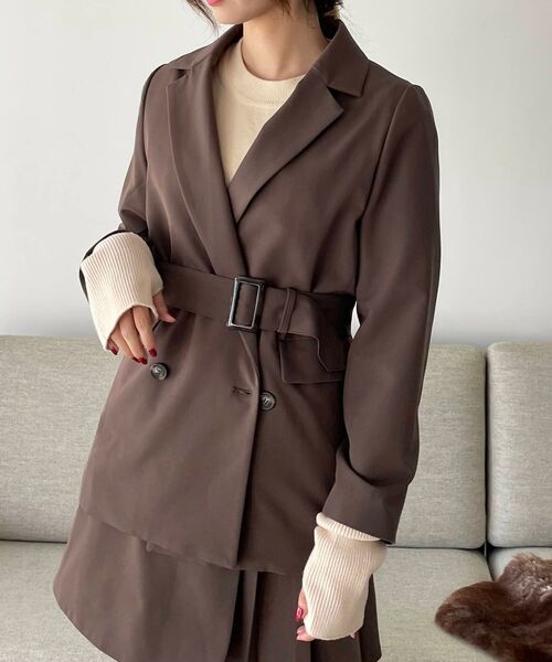 MAJESTIC LEGON(マジェスティックレゴン)の「クラシカルダブルテーラードジャケット(テーラードジャケット・レディース・グレー系その他/ブラウン/ブラック・SMALL/MEDIUM)」の3枚目の写真