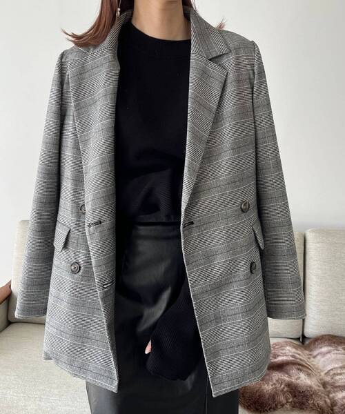 MAJESTIC LEGON(マジェスティックレゴン)の「クラシカルダブルテーラードジャケット(テーラードジャケット・レディース・グレー系その他/ブラウン/ブラック・SMALL/MEDIUM)」の8枚目の写真