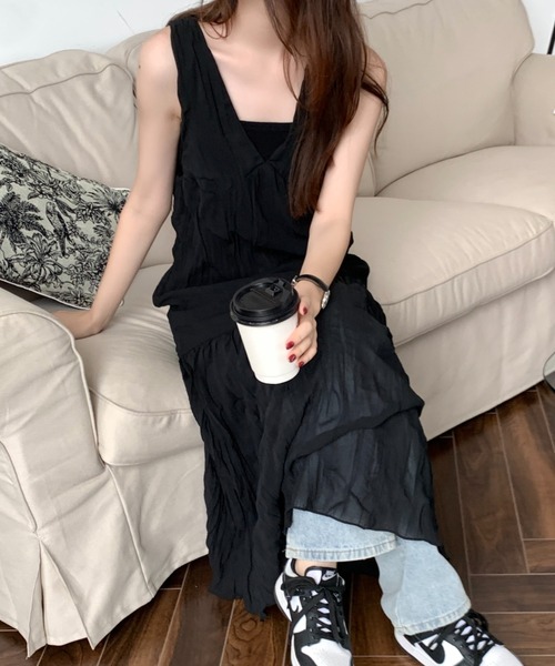 ECLIN(エクラン)の「ワッシャーシフォンキャミソールワンピース(ワンピース・レディース・ホワイト/ブラック/ベージュ・M/L)」の12枚目の写真