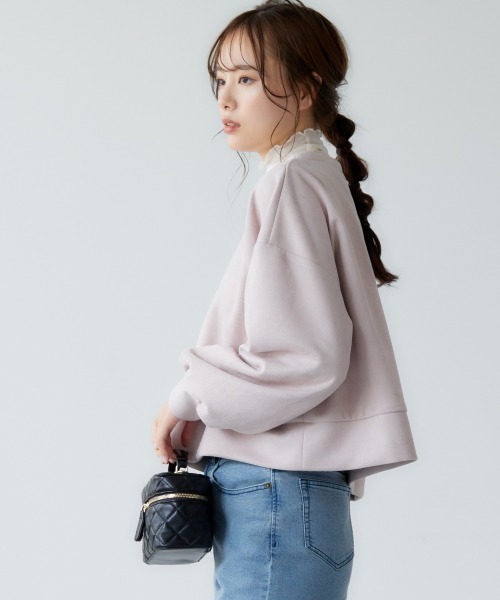 miclat（ミクラ）の「大きいサイズ スウェードポンチショート丈プルオーバー miclat（スウェット・レディース・チャコールグレー/ピンク系・LL/3L/4L/L）」の16枚目の写真