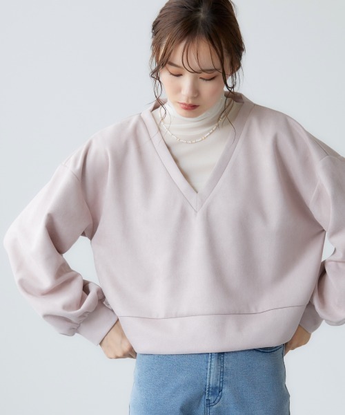 miclat（ミクラ）の「大きいサイズ スウェードポンチショート丈プルオーバー miclat（スウェット・レディース・チャコールグレー/ピンク系・LL/3L/4L/L）」の20枚目の写真