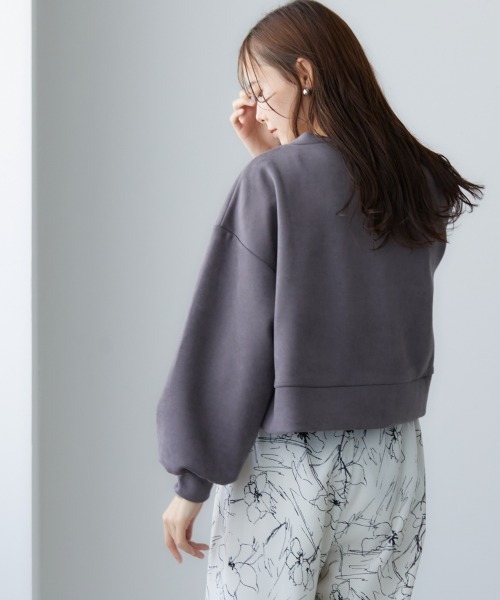 miclat（ミクラ）の「大きいサイズ スウェードポンチショート丈プルオーバー miclat（スウェット・レディース・チャコールグレー/ピンク系・LL/3L/4L/L）」の12枚目の写真