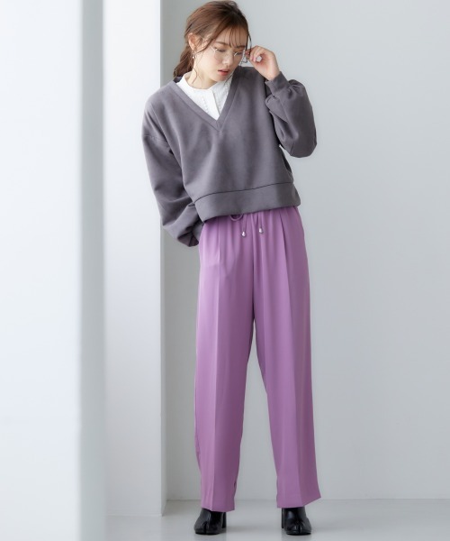 miclat（ミクラ）の「大きいサイズ スウェードポンチショート丈プルオーバー miclat（スウェット・レディース・チャコールグレー/ピンク系・LL/3L/4L/L）」の13枚目の写真