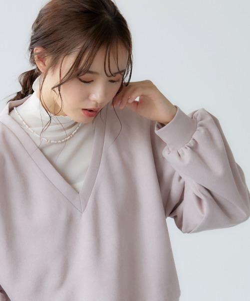 miclat（ミクラ）の「大きいサイズ スウェードポンチショート丈プルオーバー miclat（スウェット・レディース・チャコールグレー/ピンク系・LL/3L/4L/L）」の14枚目の写真