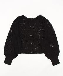 Samansa Mos2 | 前後着透かし柄編みカーディガン(カーディガン/ボレロ)