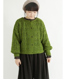 Samansa Mos2 | 前後着透かし柄編みカーディガン(カーディガン/ボレロ)